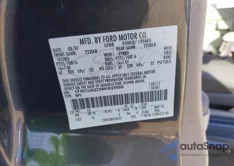 2008 Ford Escape Xls/Xls Manual from USA, damaged, VIN 1FMCU02Z58KB25956